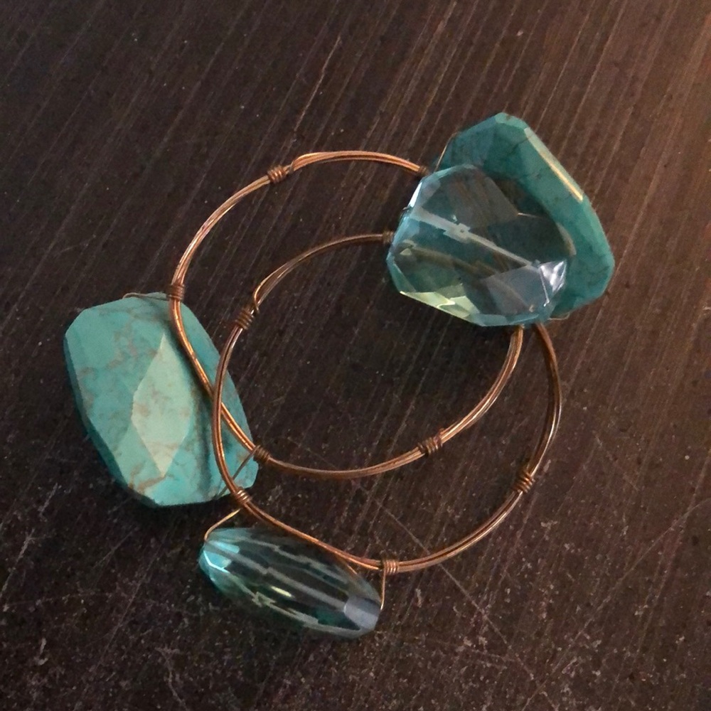 Vintage style handmade bangles with turquoise
